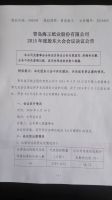 青岛海王纸业股份有限公司2015年度股东大会会议决议公告