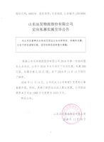 山东运发物流股份有限公司定向私募实施完毕公告
