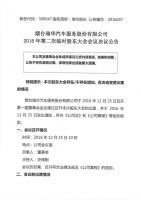 烟台瑞华汽车服务股份有限公司2016年第二次临时股东大会会议决议公告