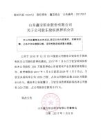山东鑫宝铝业股份有限公司关于公司股东股权质押的公告