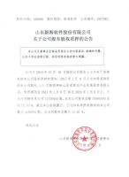 山东新海软件股份有限公司关于公司股东股权质押的公告
