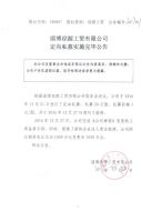 淄博琮源工贸有限公司定向私募实施完毕公告