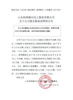 山东柯林维尔化工股份有限公司关于公司股东股权质押的公告