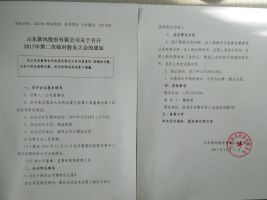 山东新风股份有限公司关于召开2017年第二次临时股东大会的通知