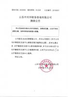 山东中兴华财务咨询有限公司摘牌公告