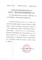 山东泰禾环保科技股份有限公司发起人、董监高所持股权解除锁定公告