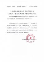山东盛唐新能源电力股份有限公司发起人、董监高所持股权解除锁定公告