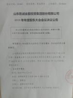 山东乾诚金服投资集团股份有限公司2018年年度股东大会会议决议公告