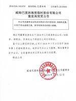 威海巴厘林海度假村股份有限公司董监高变更公告