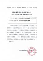淄博瀚海水业股份有限公司关于公司股东股权质押的公告