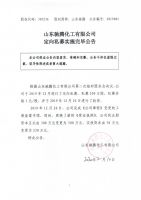 山东驰腾化工有限公司定向私募实施完毕公告