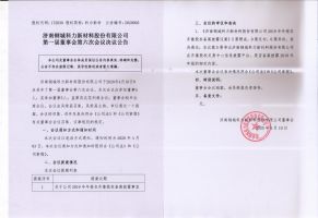 济南钢城科力新材料股份有限公司第一届董事会第六次会议决议公告