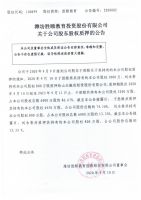 潍坊胜颐教育投资股份有限公司关于公司股东股权质押的公告