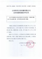 山东恒世文化传媒有限公司定向私募实施完毕公告