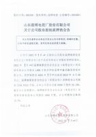 山东淄博电瓷厂股份有限公司关于公司股东股权质押的公告