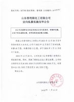 山东普利斯化工有限公司定向私募实施完毕公告