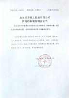 山东兴鲁化工股份有限公司所持股权解除锁定公告