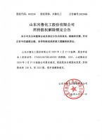 山东兴鲁化工股份有限公司所持股权解除锁定公告